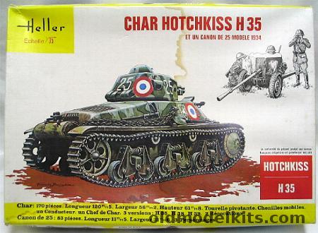 Heller 1/35 Char Hotchkiss H 35 WWII Tank and Field Gun with Crew, 794 plastic model kit
